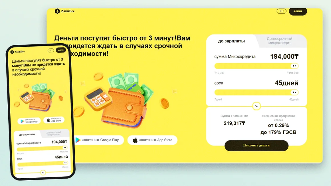 Как выглядит сайт ZaimBee